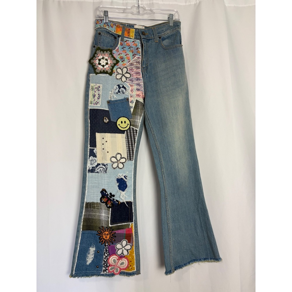Urban Outfitters Boho Patchwork Flare Jeans BDG Hippie Embellished Womens 27